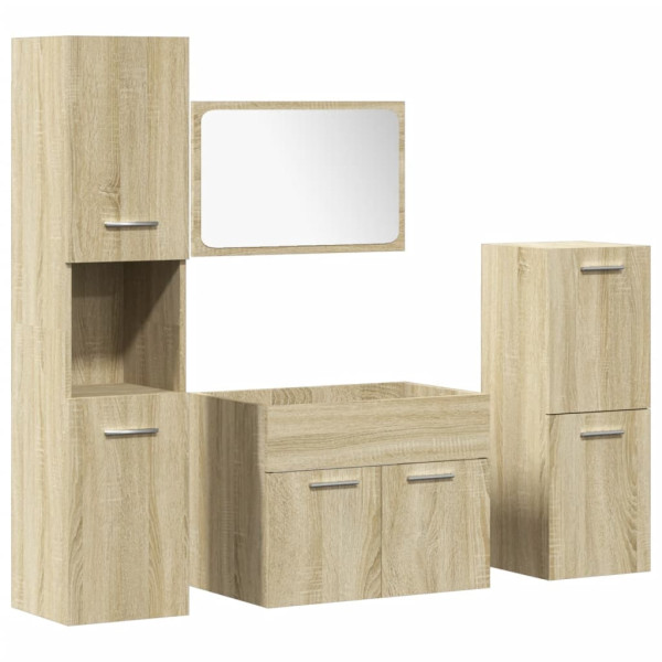 Juego de muebles de baño 4 pzas contrachapada roble Sonoma M 2