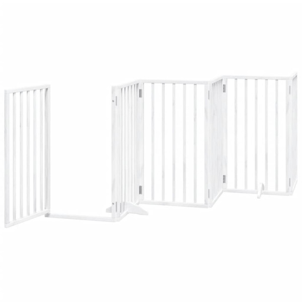 Puerta de perros plegable 12 paneles madera álamo blanca 600 cm M 4