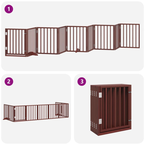 Puerta de perros plegable 9 paneles madera álamo marrón 450 cm M 5