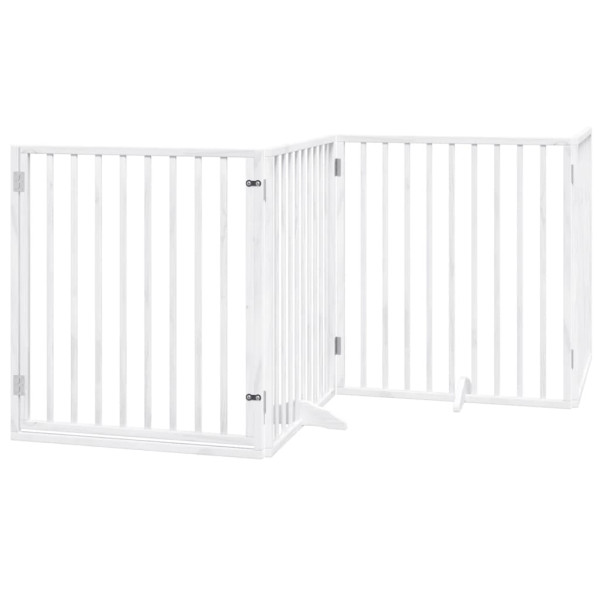 Puerta de perros plegable 8 paneles madera álamo blanca 640 cm M 3