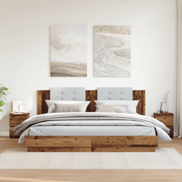 Mesitas de noche 2 uds madera ingeniería envejecida 30x30x40 cm M 3