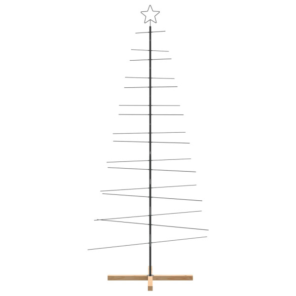 Árvore de Natal metal preto com base de madeira 210 cm M 3