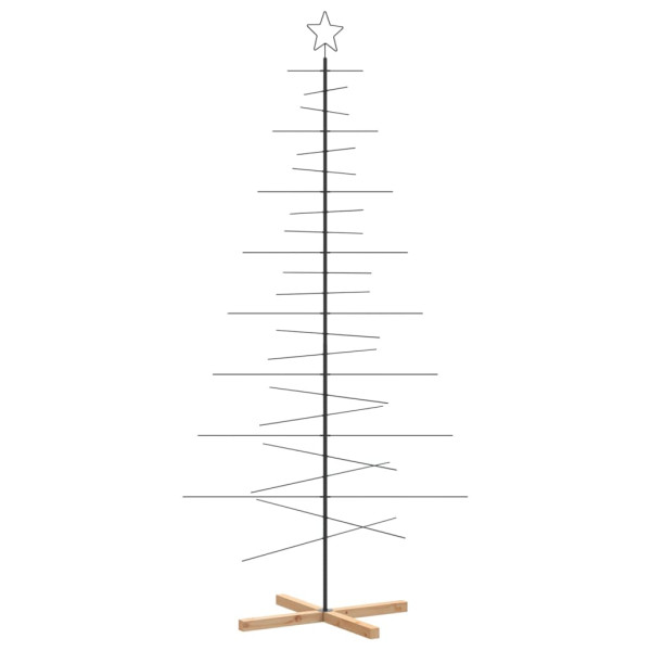 Árvore de Natal metal preto com base de madeira 210 cm M 5