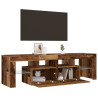 Mueble TV luces LED madera ingeniería envejecida 140x36.5x40 cm 5