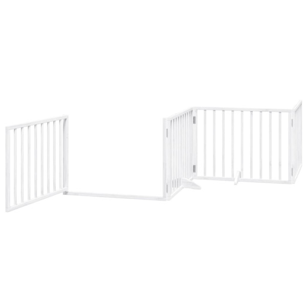 Puerta de perros plegable 6 paneles madera álamo blanca 480 cm M 4