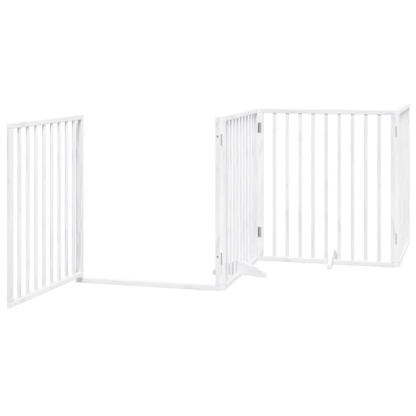 Puerta de perros plegable 12 paneles madera álamo blanca 960 cm M 4