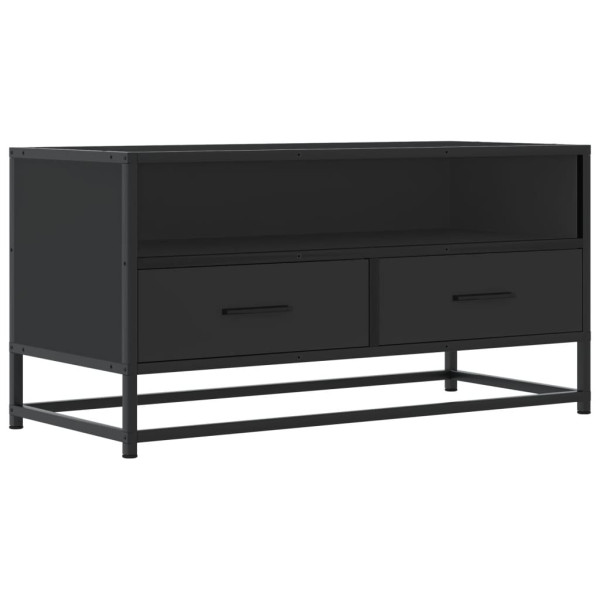 Mueble de TV madera de ingeniería y metal negro 80x34.5x40 cm M 2