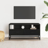 Mueble de TV madera de ingeniería y metal negro 80x34.5x40 cm 3
