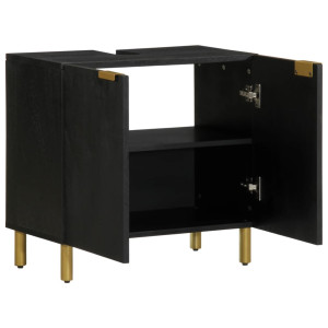 Armario de lavabo de baño madera ingeniería negro 62x33x58 cm H