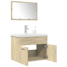 Set de muebles de baño 3 pzas madera contrachapada roble Sonoma 1