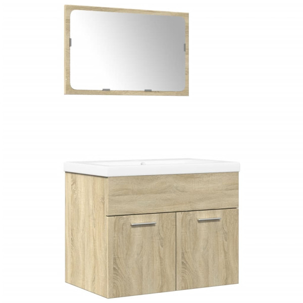 Set de muebles de baño 3 pzas madera contrachapada roble Sonoma M 2