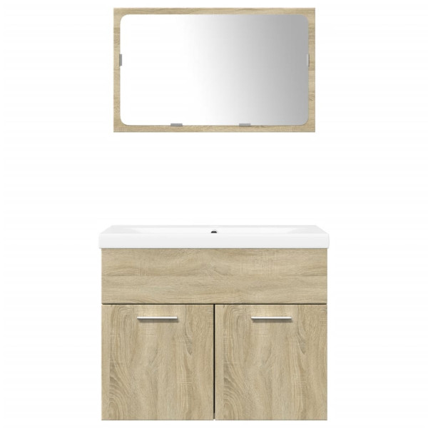Set de muebles de baño 3 pzas madera contrachapada roble Sonoma M 4