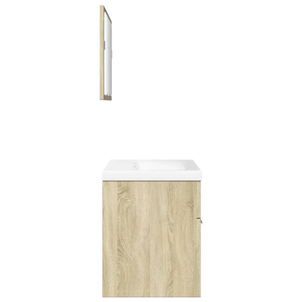 Set de muebles de baño 3 pzas madera contrachapada roble Sonoma M 5