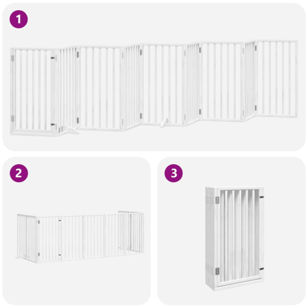 Puerta para perros plegable 9 paneles madera álamo blanca 450cm M 5