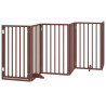 Puerta de perros plegable 9 paneles madera álamo marrón 450 cm 3