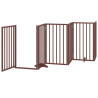 Puerta de perros plegable 9 paneles madera álamo marrón 450 cm 4