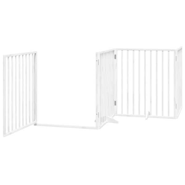 Puerta de perros plegable 10 paneles madera álamo blanca 800 cm M 4