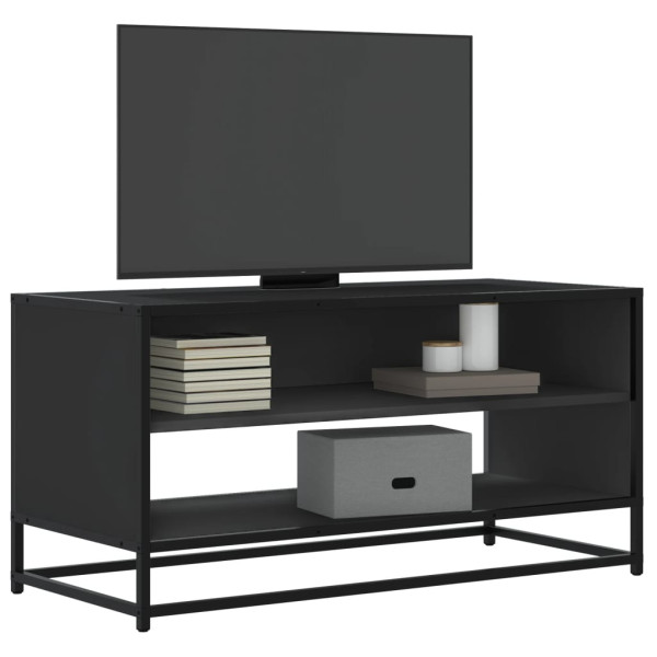 Mueble de TV madera de ingeniería y metal negro 91x40x46 cm D