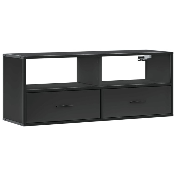 Mueble de TV madera de ingeniería y metal negro 100x31x39.5 cm M 2