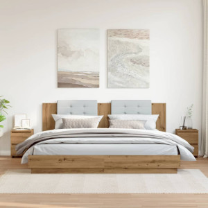 Mesitas noche 2 uds madera ingeniería roble artisan 30x30x40 cm H