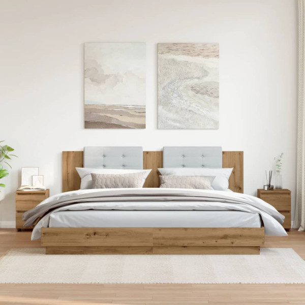 Mesitas noche 2 uds madera ingeniería roble artisan 30x30x40 cm M 2