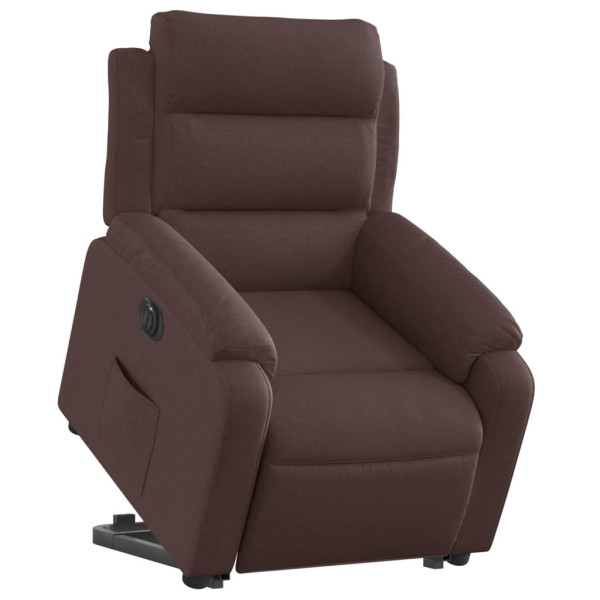 Sillón eléctrico reclinable elevable de tela marrón oscuro M 3