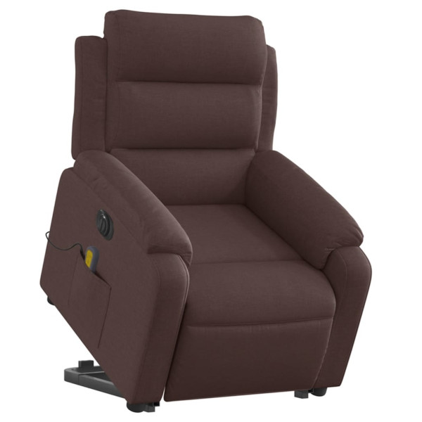 Sillón masaje eléctrico reclinable elevable tela marrón oscuro M 3