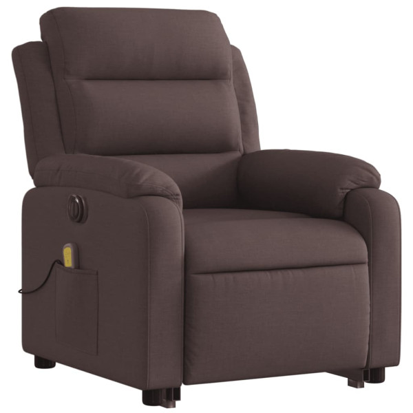 Sillón masaje eléctrico reclinable elevable tela marrón oscuro M 4