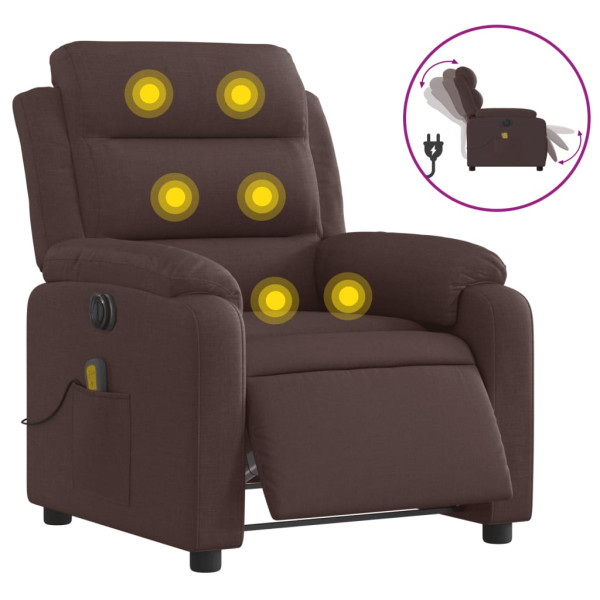 Sillón reclinable de masaje eléctrico tela marrón oscuro M 2
