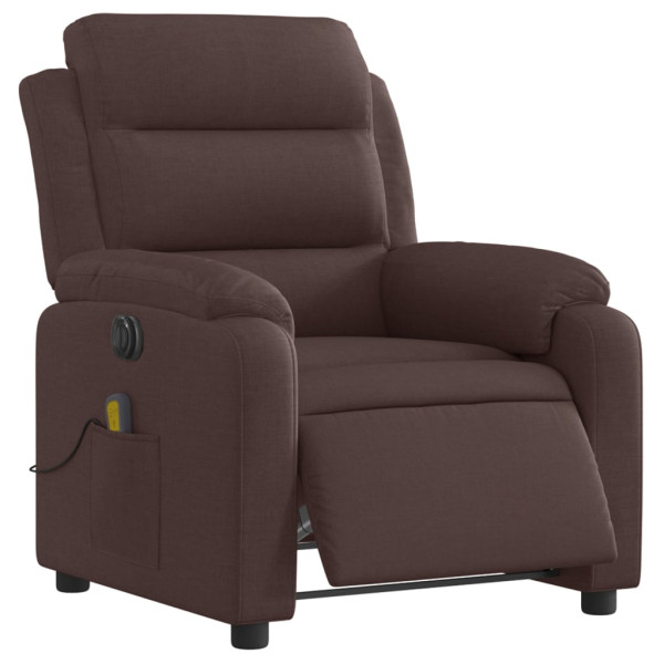 Sillón reclinable de masaje eléctrico tela marrón oscuro M 3