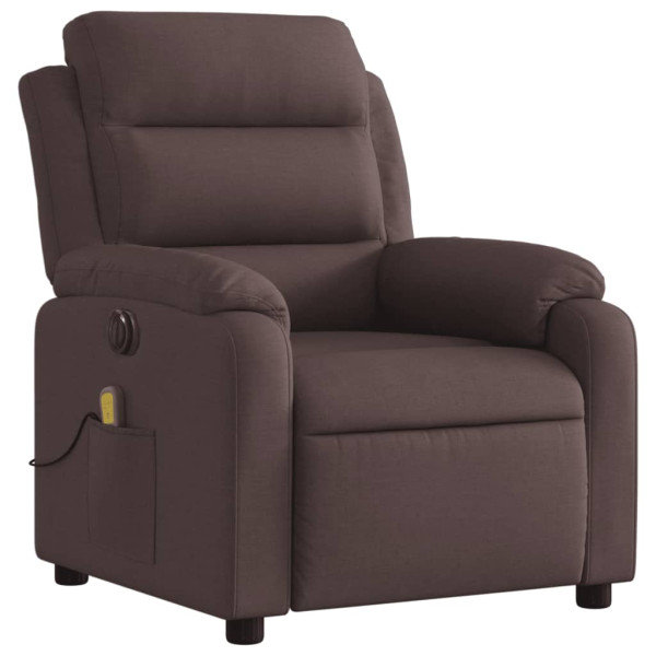 Sillón reclinable de masaje eléctrico tela marrón oscuro M 4