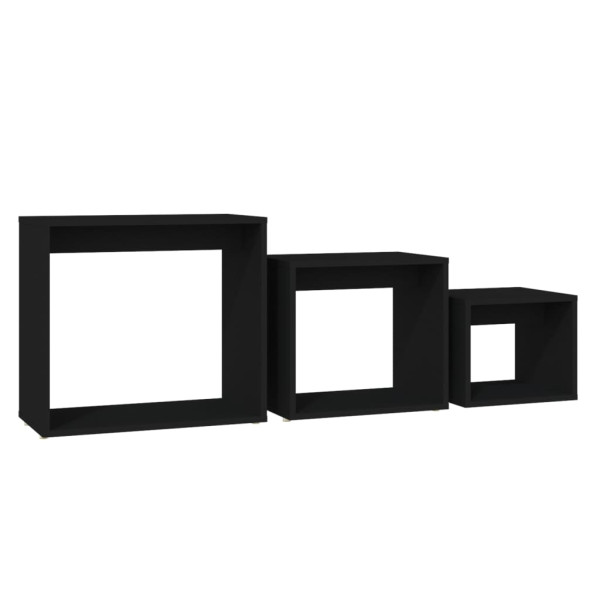 Mesas apilables 3 piezas madera contrachapada negro M 5