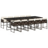 Set comedor de jardín 11 pzas y cojines ratán sintético marrón 2