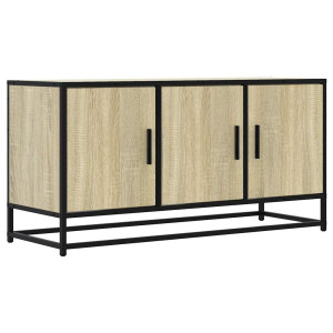 Mueble TV madera ingeniería y metal roble Sonoma 100x35x50 cm H