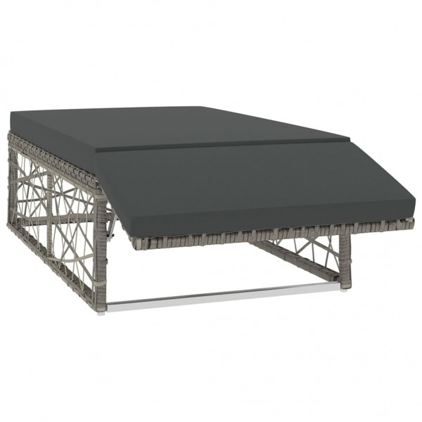 2 pcs conjunto lounge de jardim c/ almofadões vime PE cinzento M 4