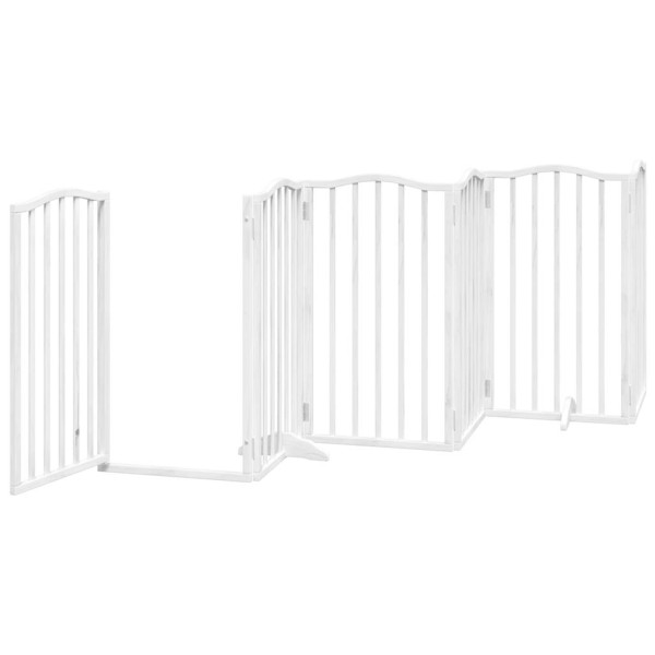 Puerta para perros plegable 3 paneles madera álamo blanca 300cm M 4