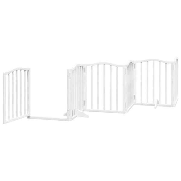 Porta para cães dobrável 9 painéis de madeira ala branca 450cm M 4