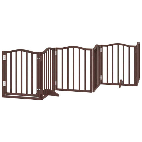 Puerta de perros plegable 9 paneles madera álamo marrón 450 cm M 3