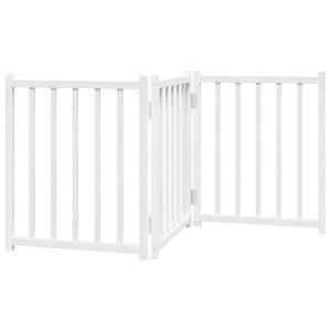 Puerta de perros plegable 3 paneles madera abeto blanco 150 cm H