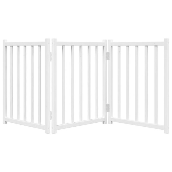 Puerta de perros plegable 3 paneles madera abeto blanco 150 cm M 4