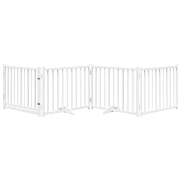 Puerta de perros plegable 4 paneles madera abeto blanco 320 cm M 3