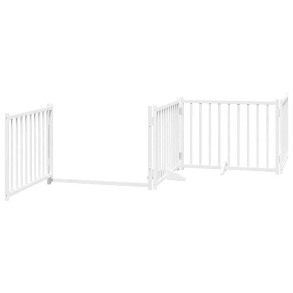 Puerta de perros plegable 4 paneles madera abeto blanco 320 cm M 4