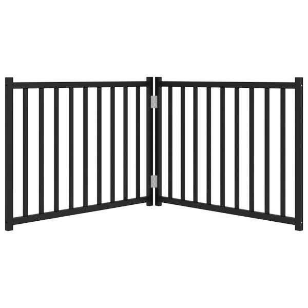 Puerta de perros plegable 2 paneles madera abeto negro 160 cm M 4