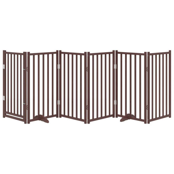 Puerta de perros plegable 6 paneles madera abeto marrón 300 cm M 3