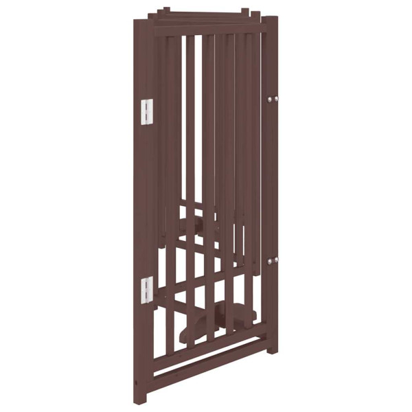 Puerta de perros plegable 6 paneles madera abeto marrón 300 cm M 5