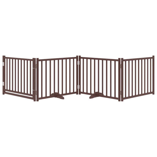 Puerta de perros plegable 4 paneles madera abeto marrón 320 cm M 3