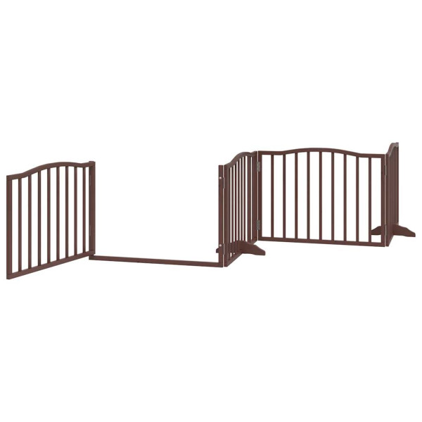 Puerta de perros plegable 8 paneles madera álamo marrón 640 cm M 4