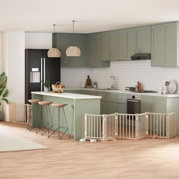 Puerta para perros plegable 9 paneles madera de álamo 450 cm D