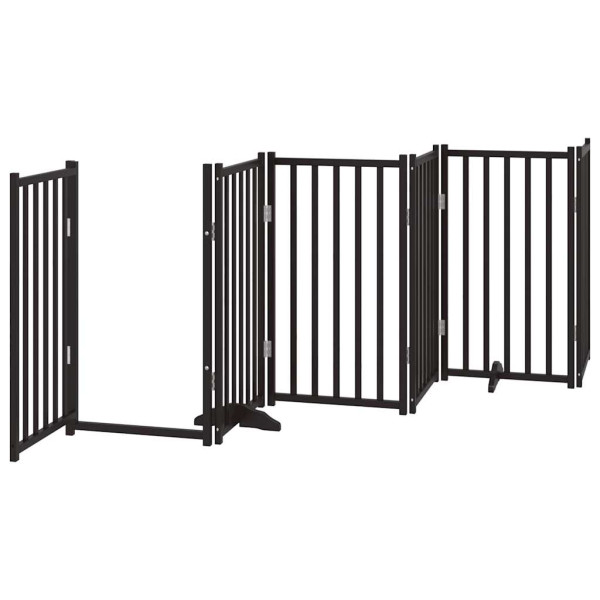 Puerta para perros plegable 9 paneles madera álamo negra 450 cm M 4