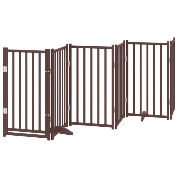 Puerta de perros plegable 12 paneles madera álamo marrón 600 cm M 3